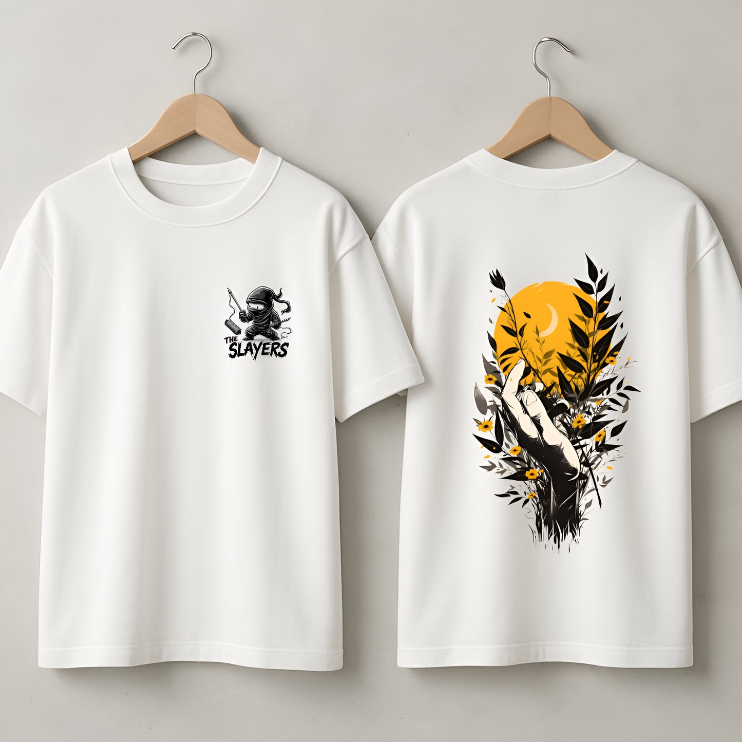 "Shadow Bloom" Unisex Drop Shoulder Aesthetic Tee